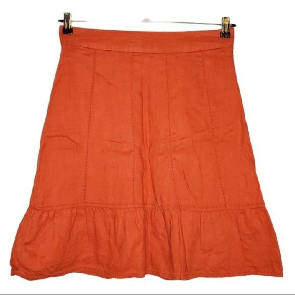 Maeve Anthropologie Orange Linen Skirt